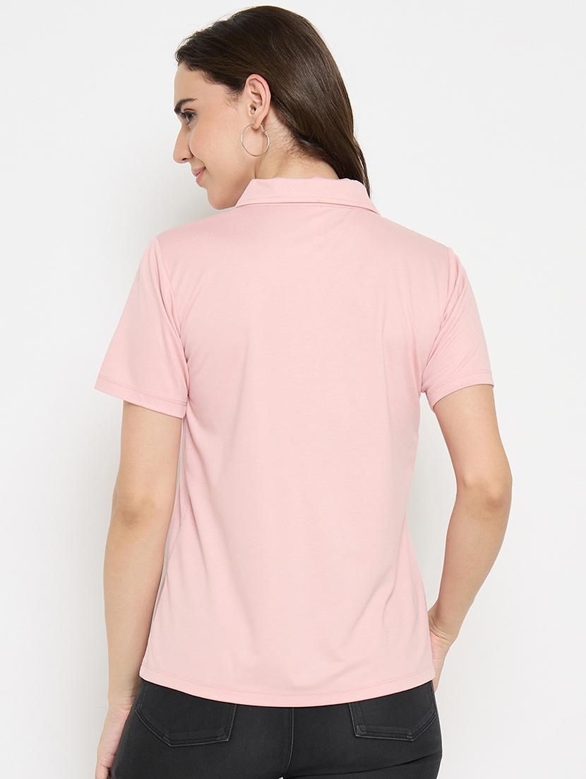 pink cotton blend plain tshirt - 21925882 - Standard Image - 3