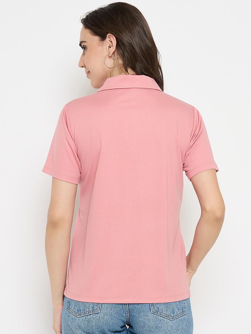peach cotton blend plain tshirt - 21925883 - Standard Image - 3