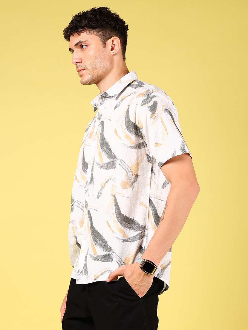 men printed short sleeve regular fit casual shirt - 21925898 -  Standard Image - 3