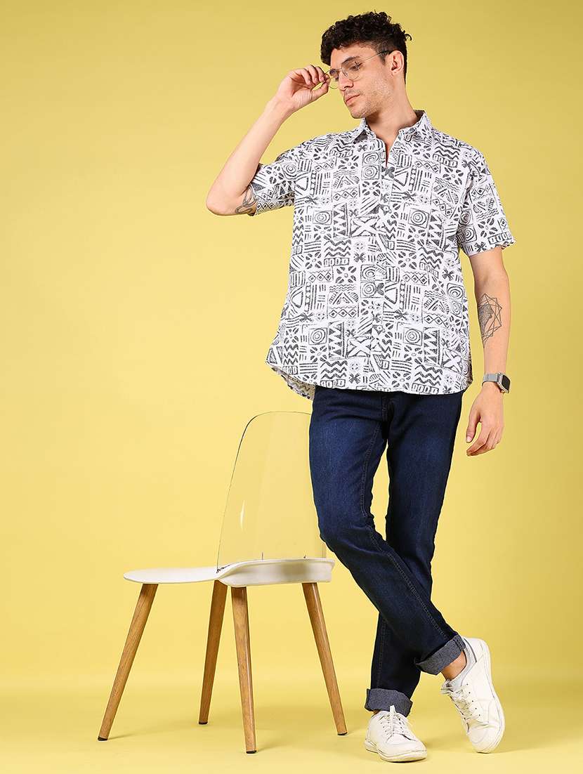men printed short sleeve regular fit casual shirt - 21925899 - Standard Image - 5