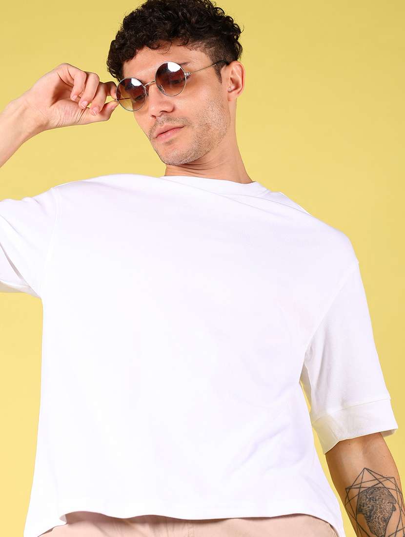 men solid short sleeve oversized t-shirt - 21925906 - Zoom Image - 0
