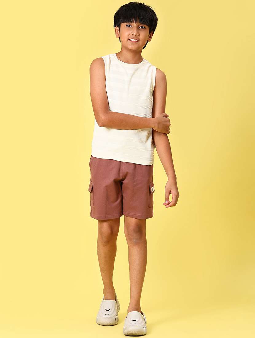 boys solid mid rise regular fit cargo shorts  - 21925940 -  Standard Image - 5