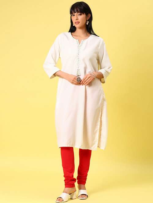 women three quarter sleeve straight kurta - 21925949 -  Standard Image - 0