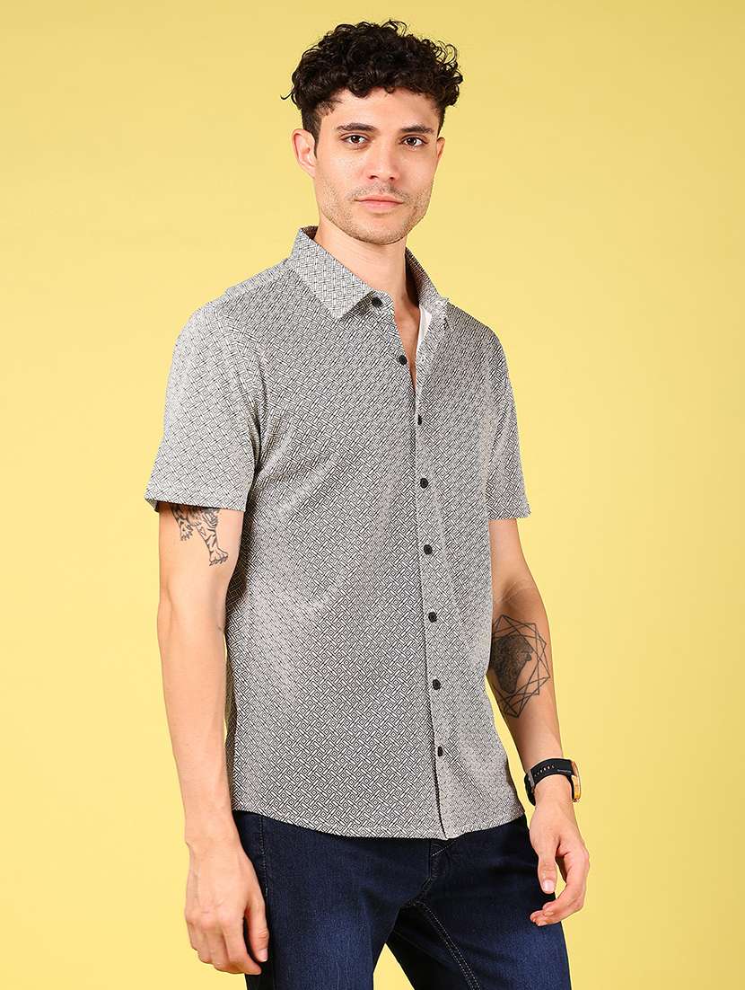 men printed short sleeve regular fit casual shirt - 21926021 - Standard Image - 3