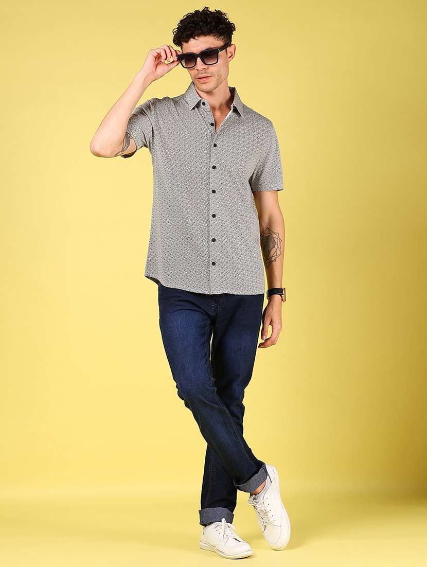 men printed short sleeve regular fit casual shirt - 21926021 - Standard Image - 5