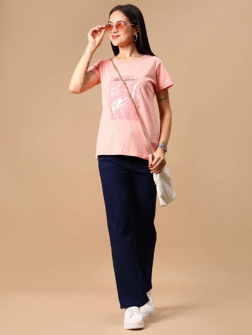 women front print round neck t-shirt - 21926043 -  Standard Image - 5