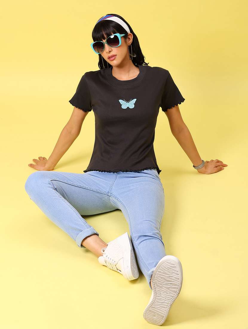 women black printed short sleeve top - 21926080 - Standard Image - 3