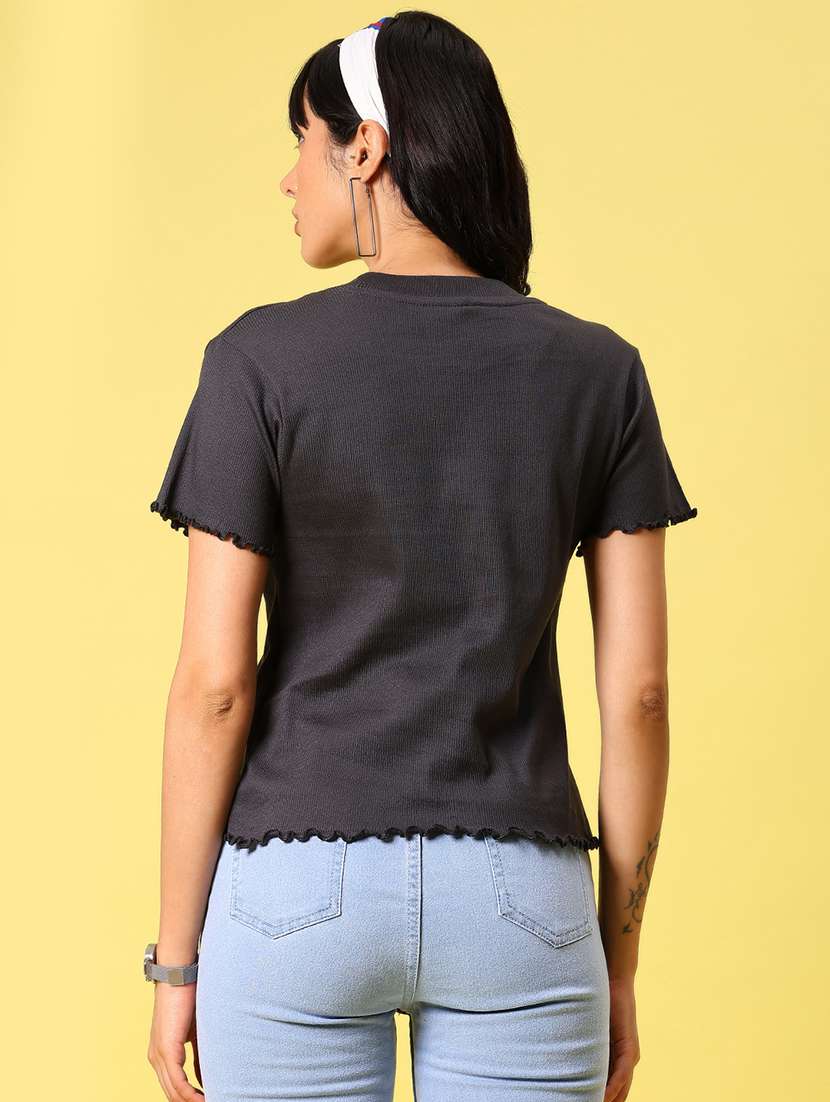 women black printed short sleeve top - 21926080 - Standard Image - 5