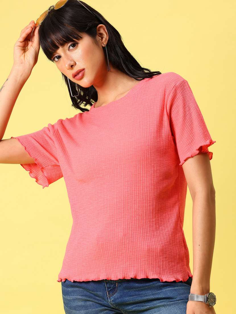 women solid short sleeve regular top