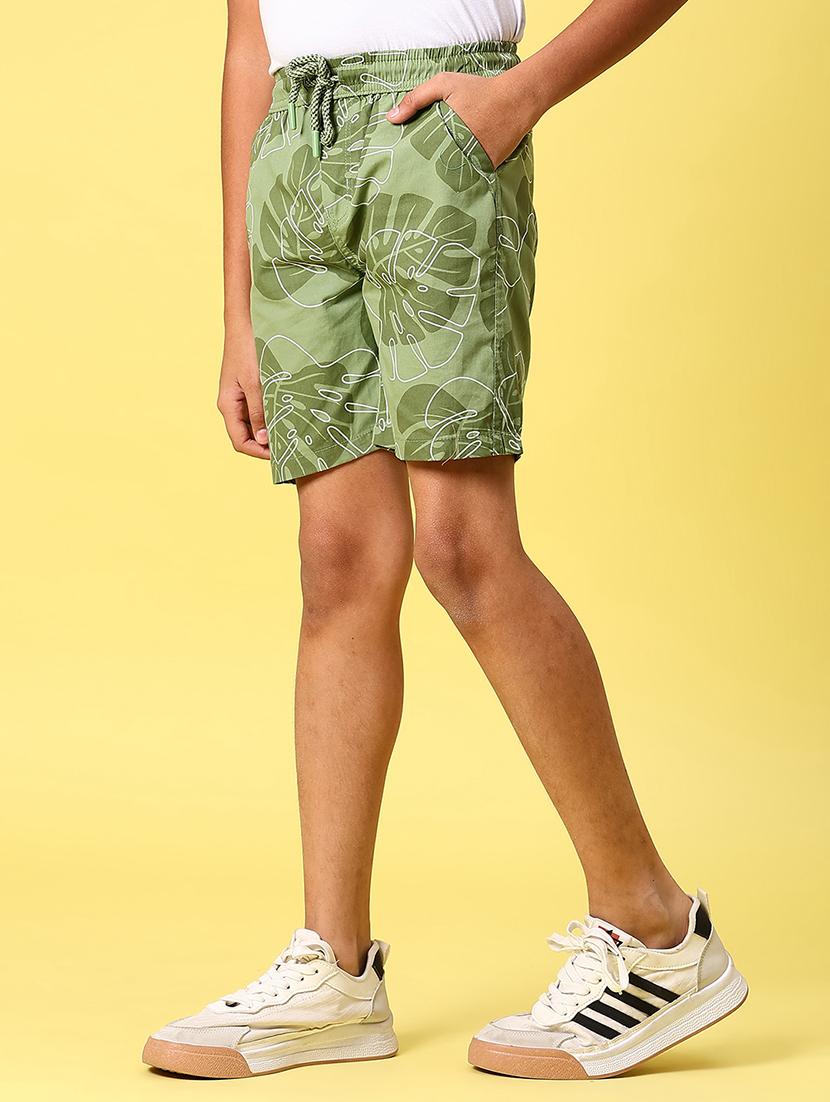 olive cotton shorts & three fourth - 21926129 - Standard Image - 3