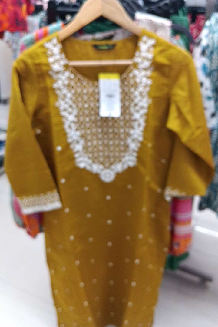 yellow chanderi kurta - 21926132 - Zoom Image - 0