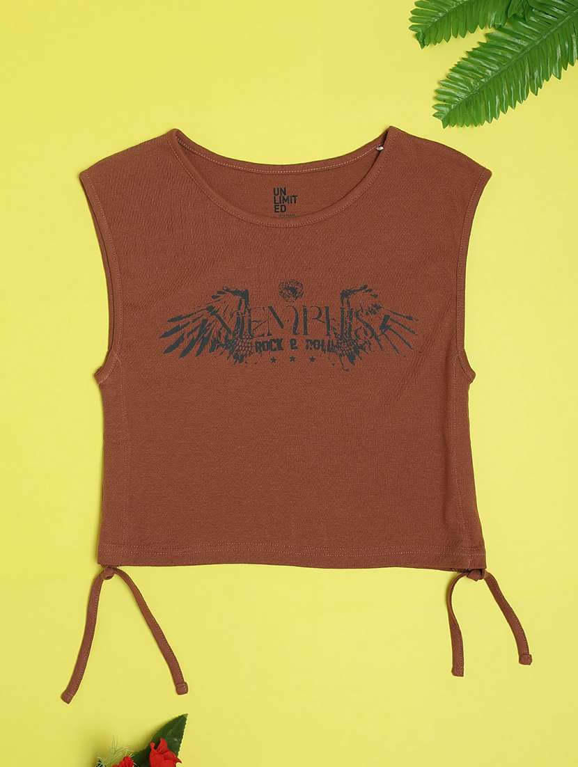 girls printed round neck tee