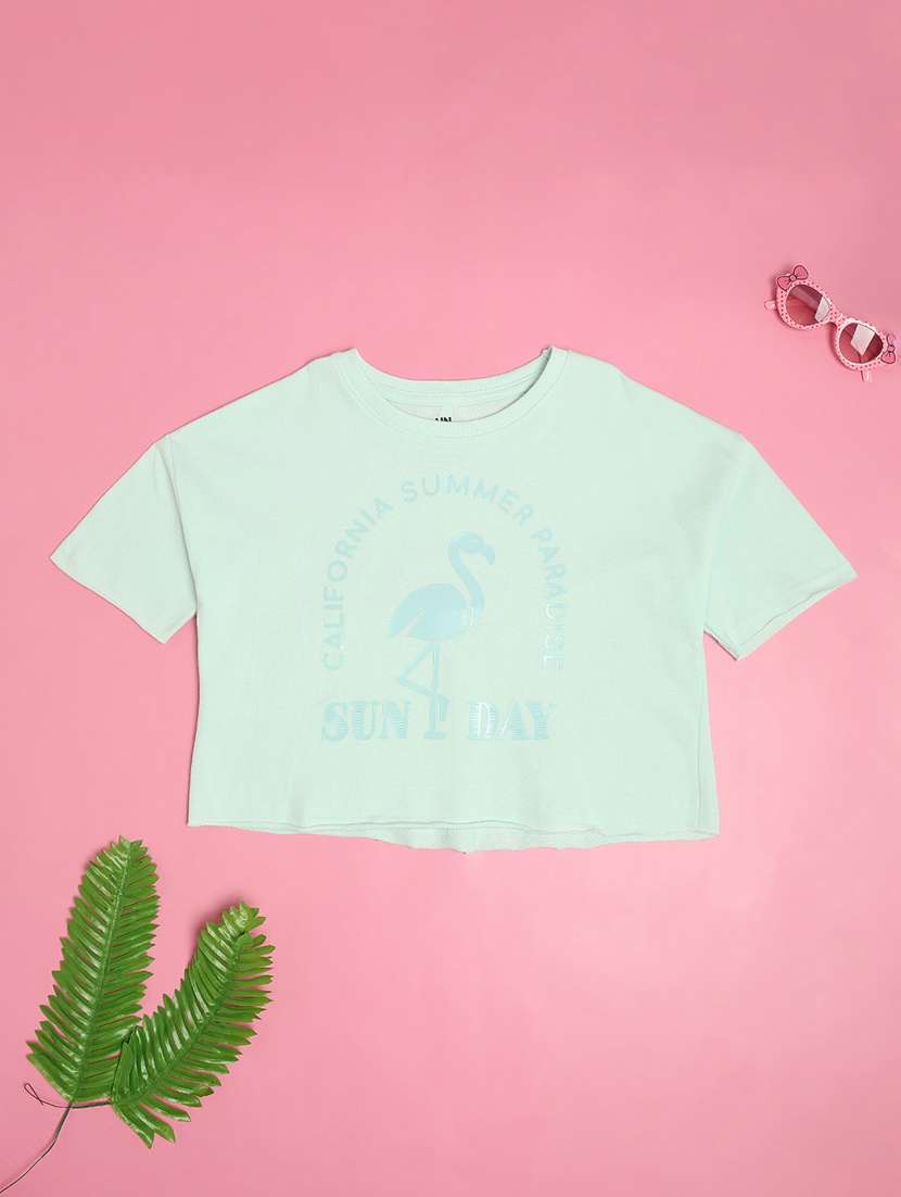 girls printed round neck tee