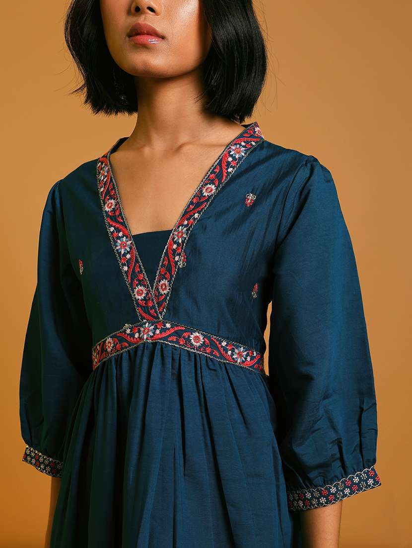 women embroidered puff sleeve tiered ethnic dress - 21926217 -  Standard Image - 5