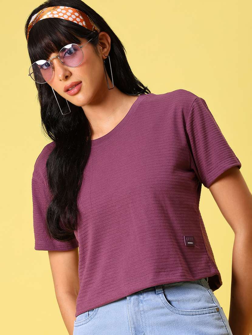 women solid short sleeve regular top - 21926224 - Zoom Image - 0