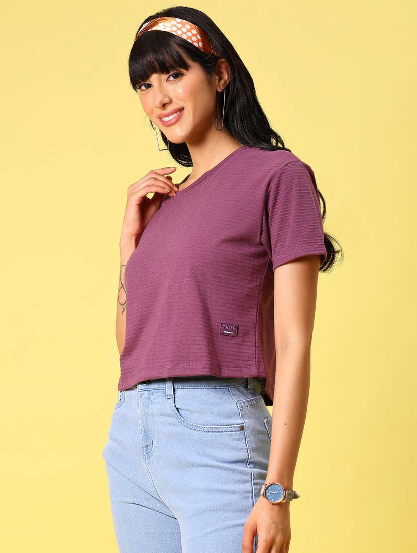 women solid short sleeve regular top - 21926224 - Standard Image - 3