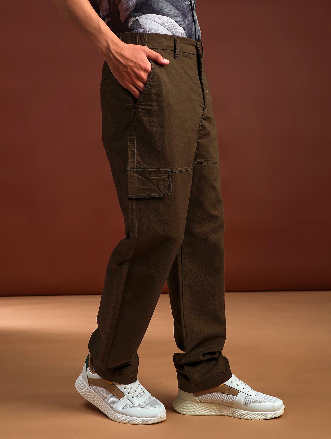 olive yarn dyed striper casual trousers - 21926229 - Standard Image - 3