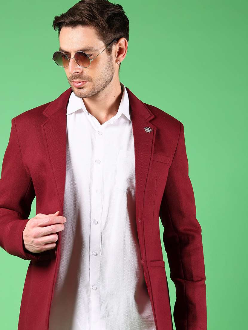 men solid lapel collar single breasted casual blazer