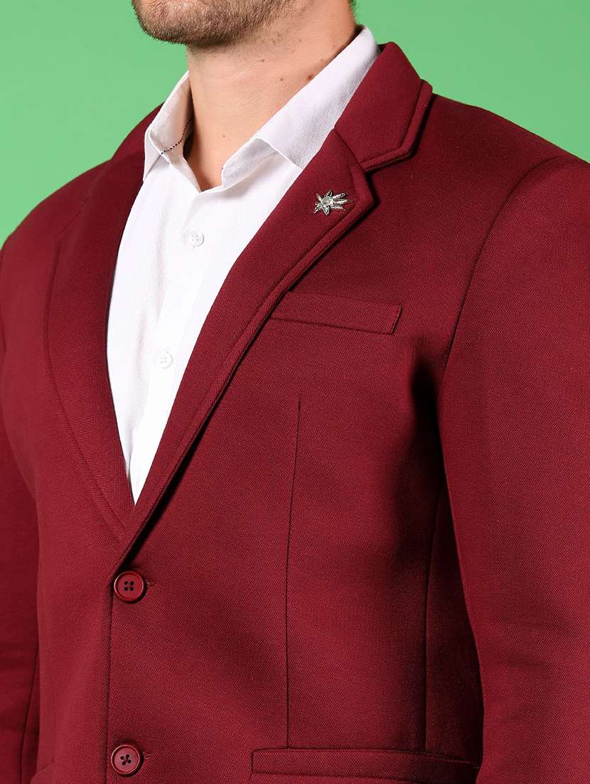 men solid lapel collar single breasted casual blazer - 21926293 -  Standard Image - 3