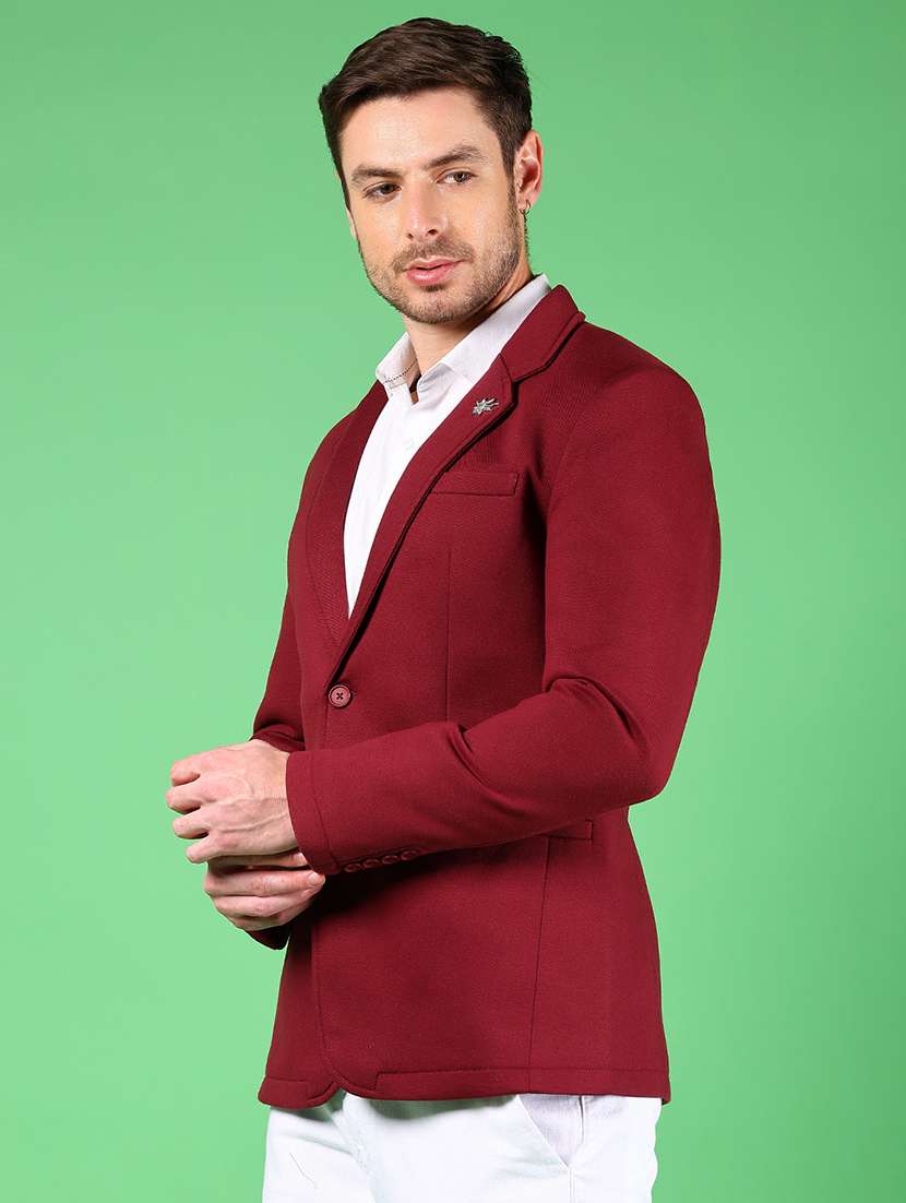 men solid lapel collar single breasted casual blazer - 21926293 -  Standard Image - 5