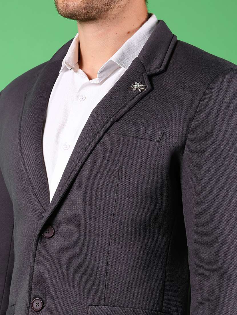 men solid lapel collar single breasted casual blazer - 21926298 -  Standard Image - 3