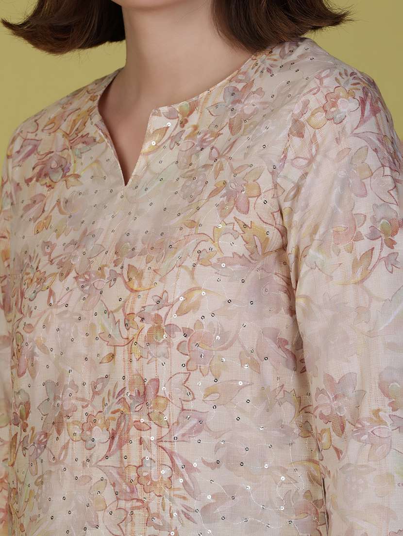 women three quarter sleeve straight kurta - 21926366 -  Standard Image - 5