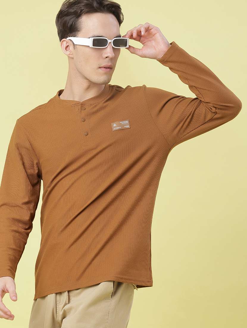 men solid long sleeve regular fit t-shirt