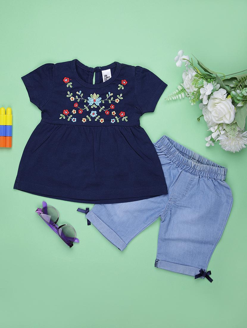 girls embroidered top and shorts set - 21926598 - Zoom Image - 0