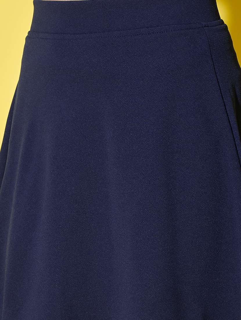 women solid high rise skater skirt - 21926617 - Standard Image - 3