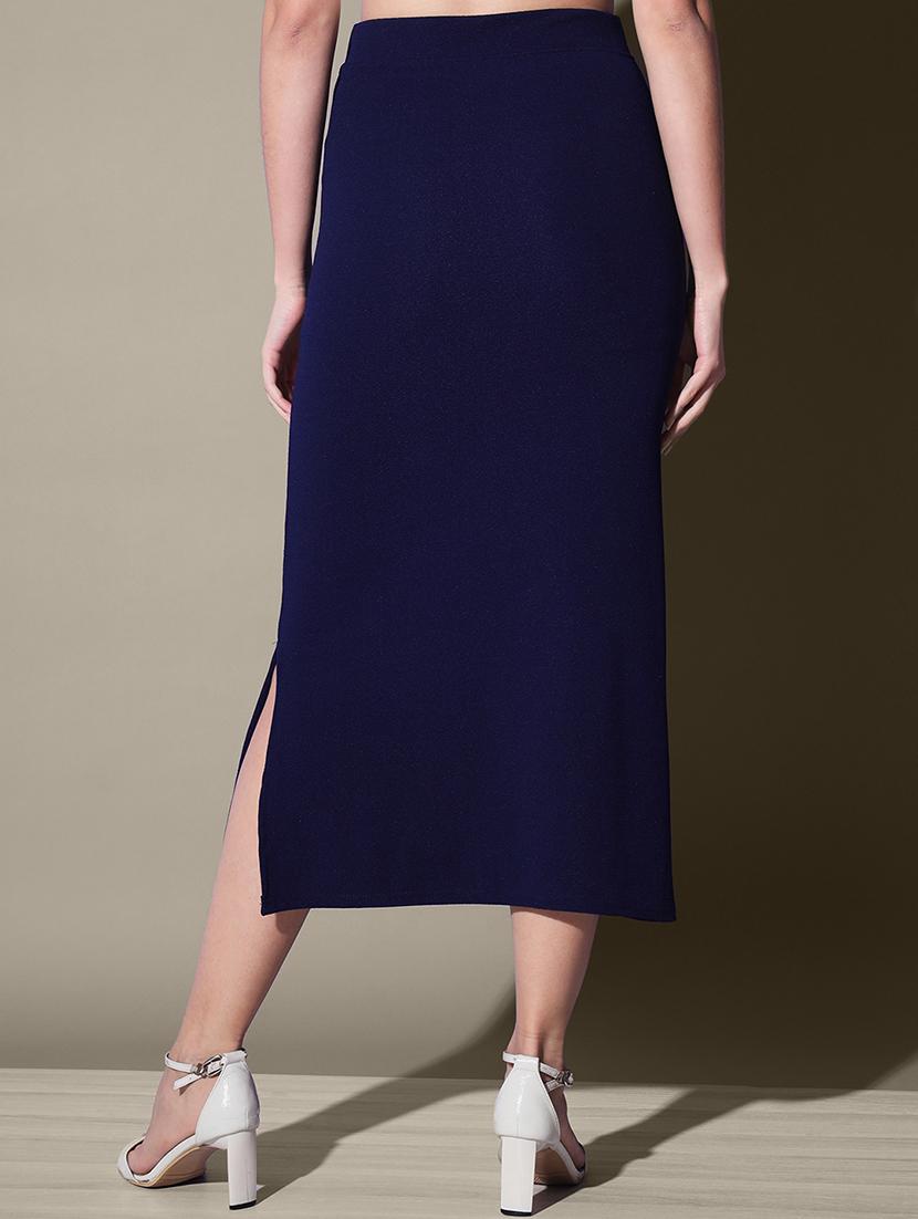 women solid high rise midi bodycon skirt - 21926622 - Standard Image - 3