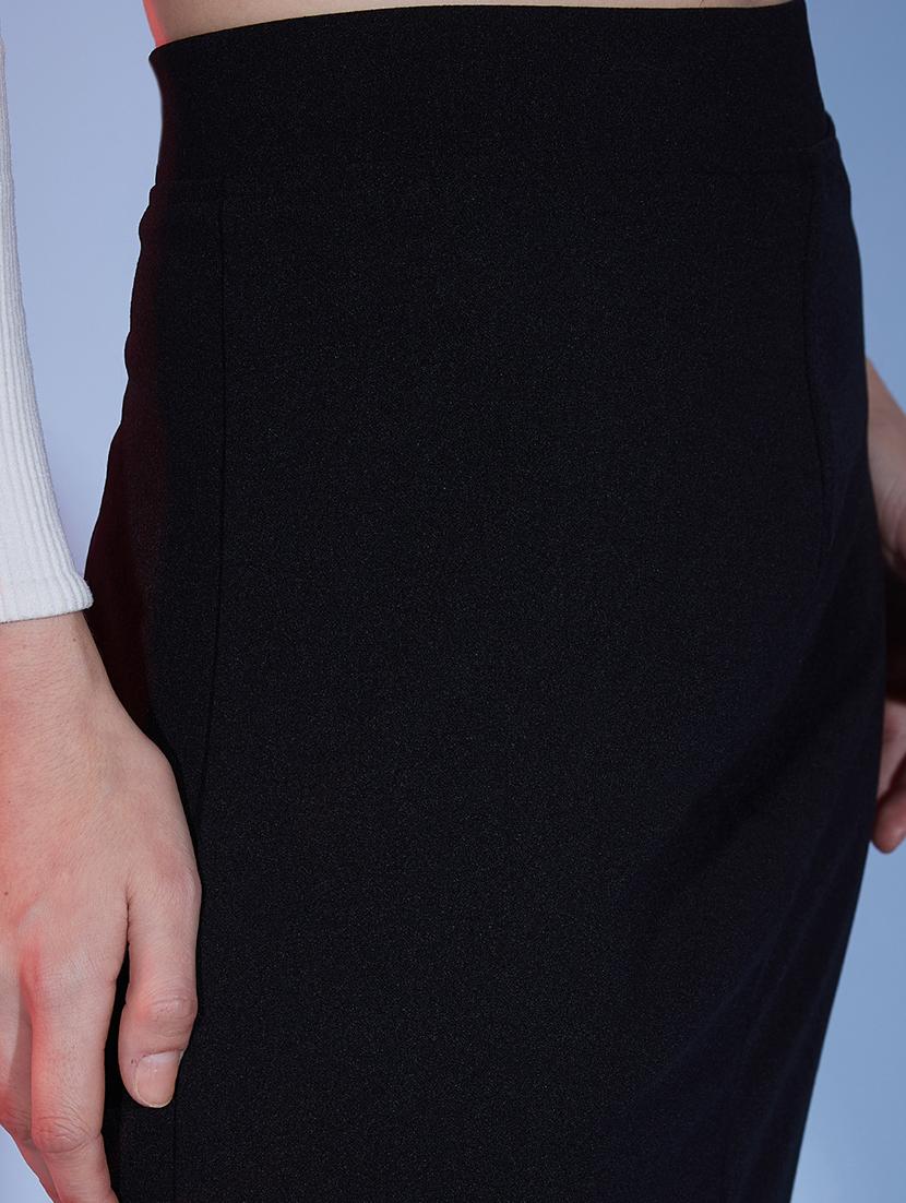 women black solid high rise a-line skirt - 21926624 - Standard Image - 3