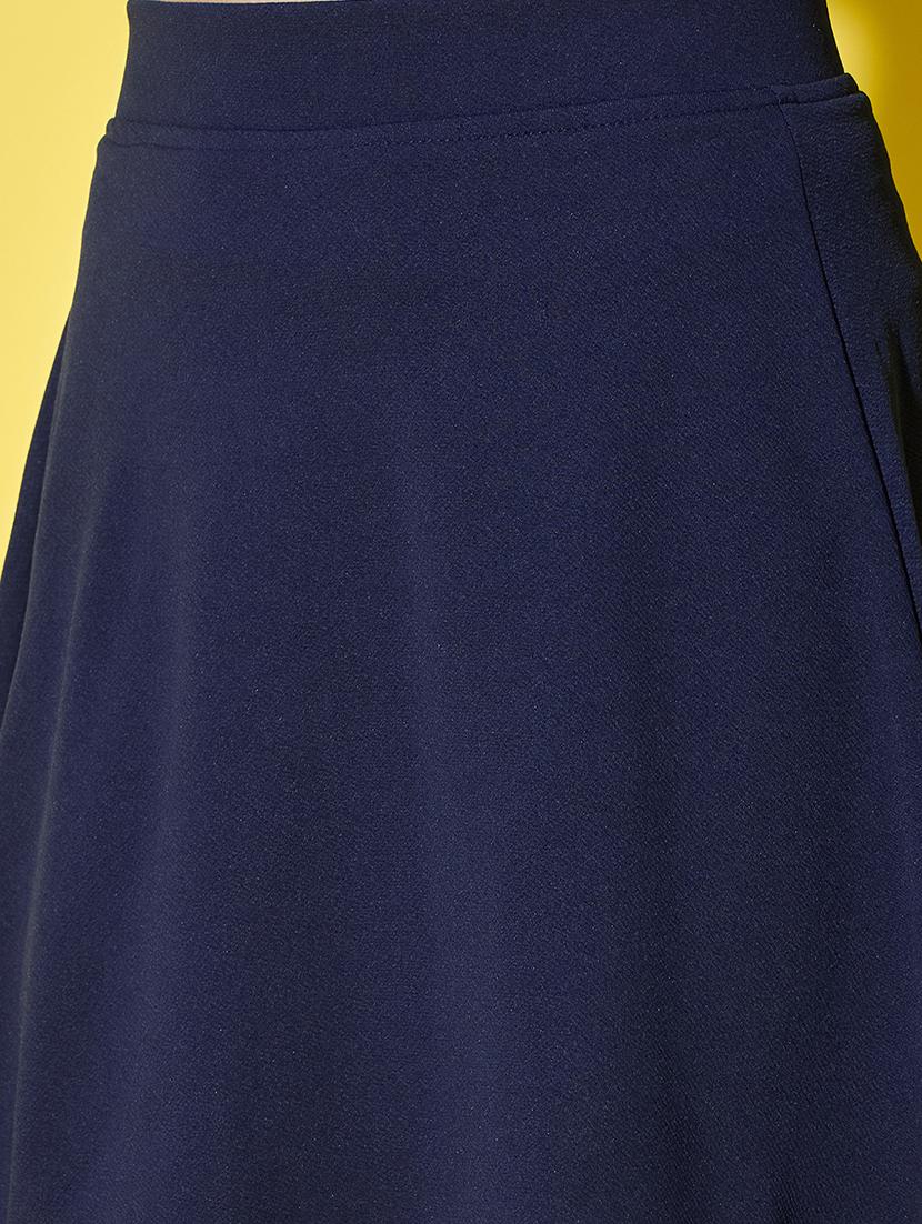 women solid high rise skater skirt - 21926635 - Standard Image - 3