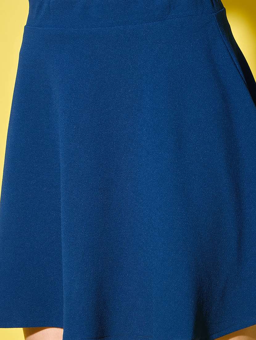 women solid high rise skater skirt - 21926636 -  Standard Image - 3