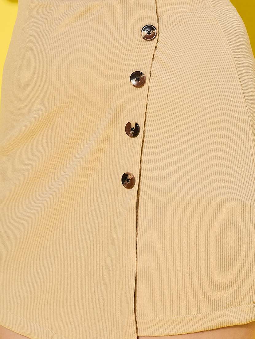 women beige solid high rise skorts - 21926640 - Standard Image - 3