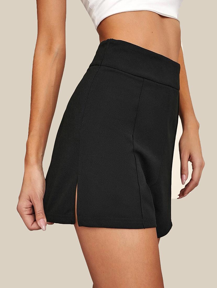women solid high rise short - 21926658 - Standard Image - 3