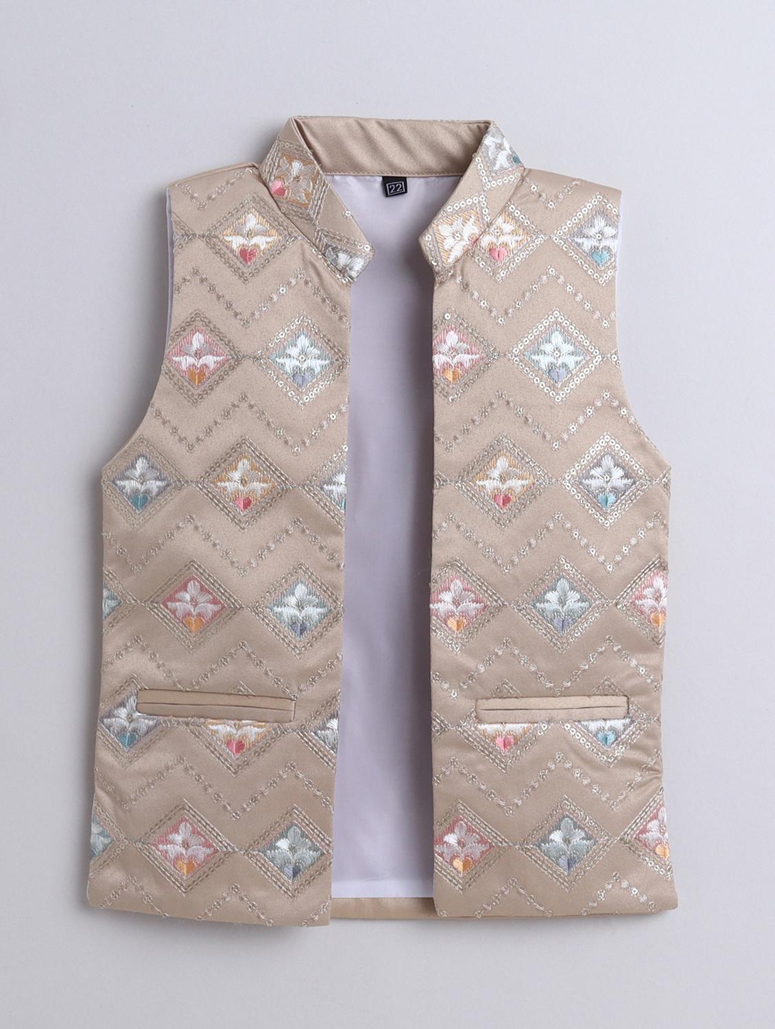 boys embroidered sherwani set with jacket - 21926685 - Standard Image - 3