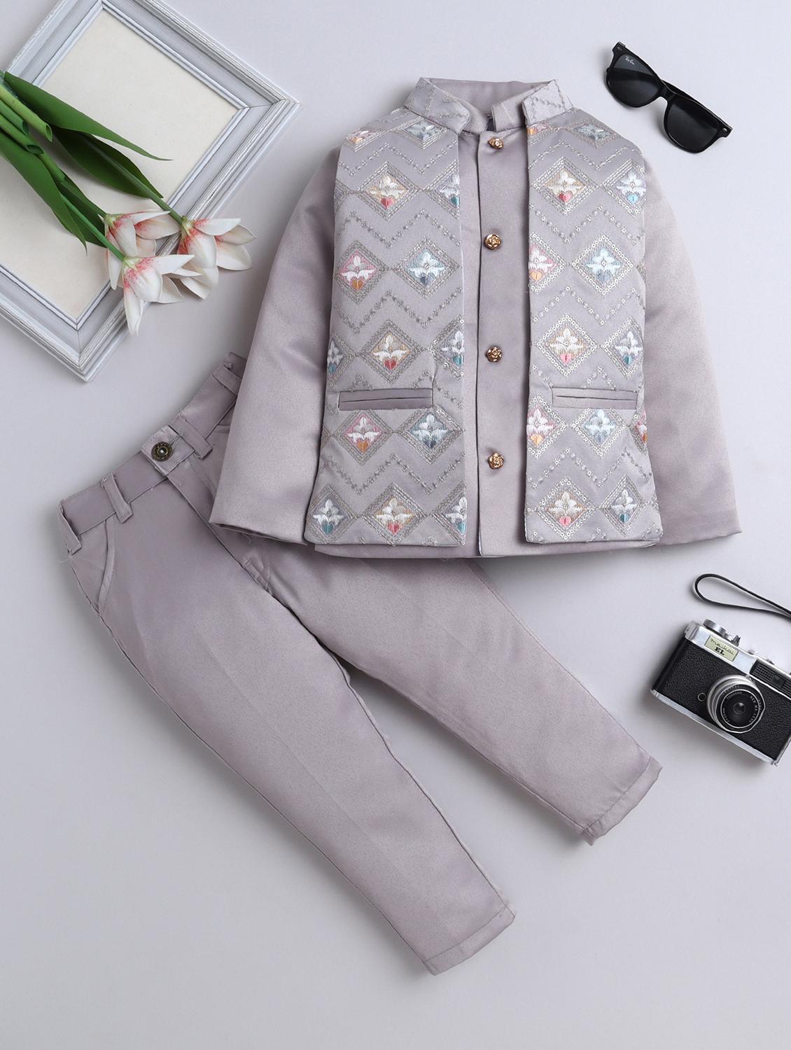boys embroidered sherwani set with jacket - 21926687 - Zoom Image - 0