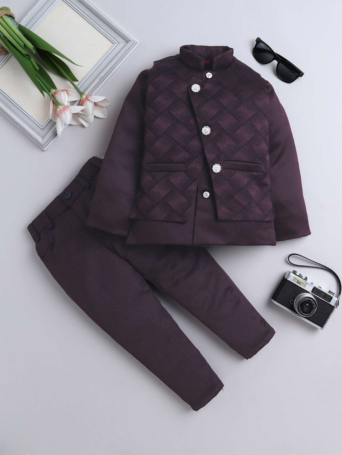 boys embroidered sherwani set with jacket - 21926689 - Zoom Image - 0