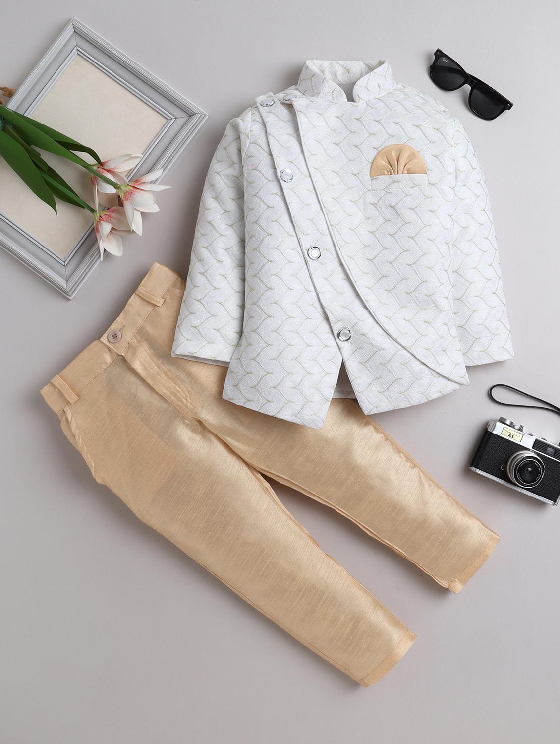 boys white embroidered sherwani set - 21926694 - Zoom Image - 0