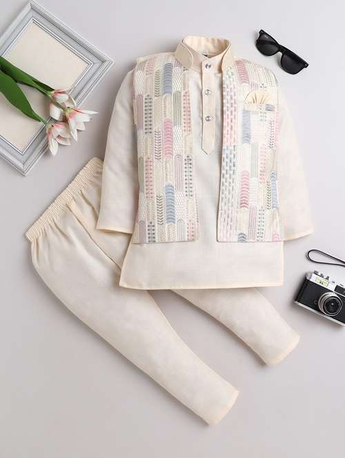 boys embroidered sherwani set with jacket - 21926698 - Standard Image - 0