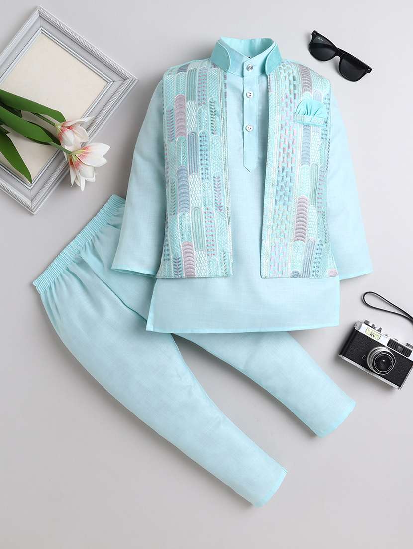 boys embroidered sherwani set with jacket