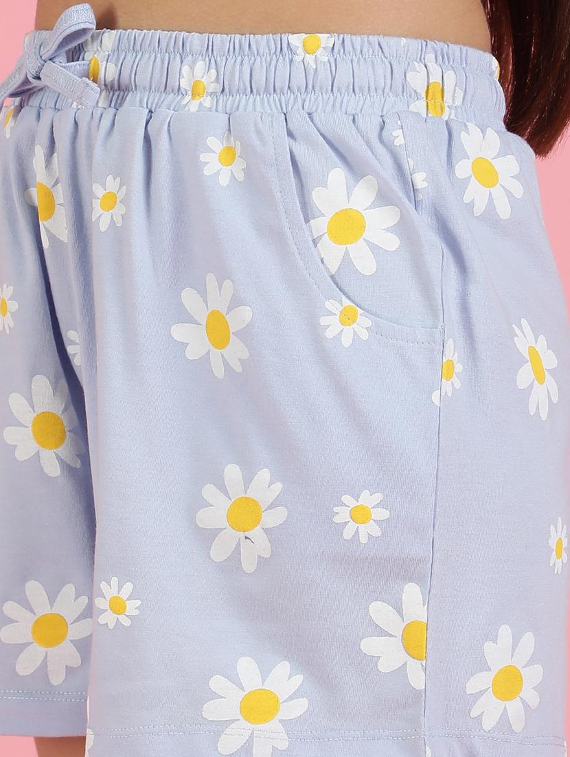 girls printed round neck shorts set nightwear - 21926720 - Standard Image - 5