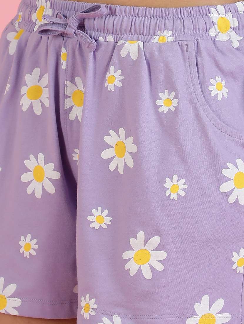 girls printed round neck shorts set nightwear - 21926722 -  Standard Image - 5