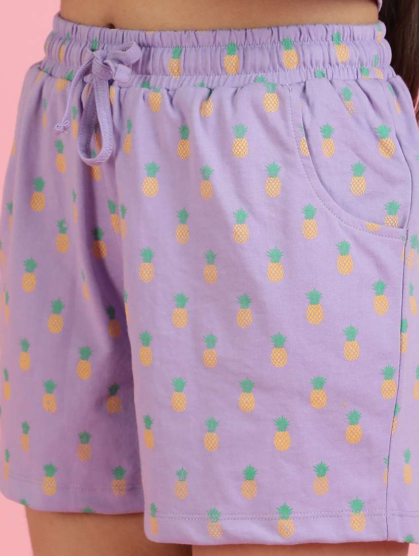 girls printed round neck shorts set nightwear - 21926725 -  Standard Image - 5