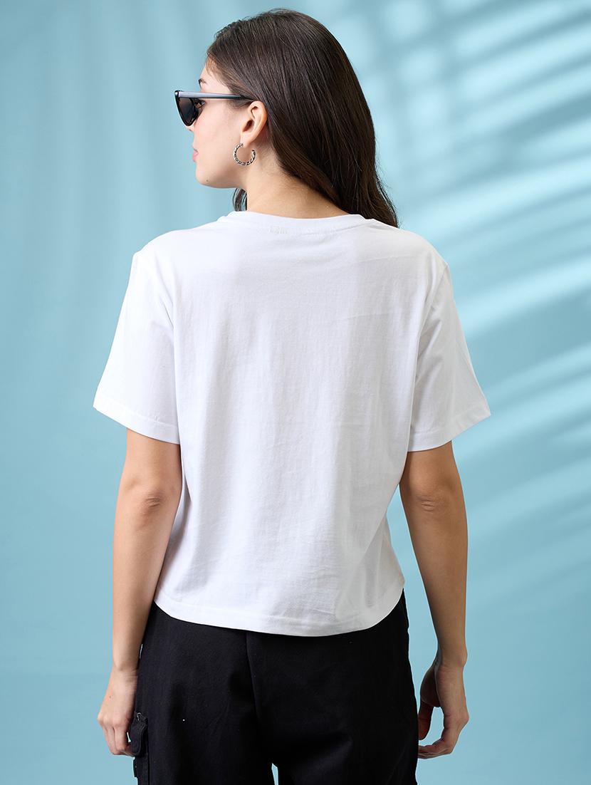women white graphic print round neck short sleeves oversized t shirt - 21926767 - Standard Image - 3
