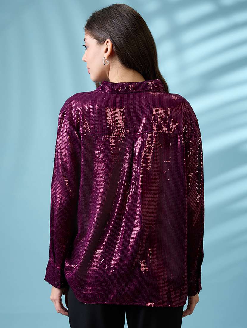 women embellished collared long sleeves shirt - 21926782 - Standard Image - 3