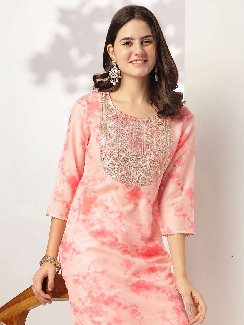 women three quarter sleeve kurta pant set - 21926816 - Standard Image - 5