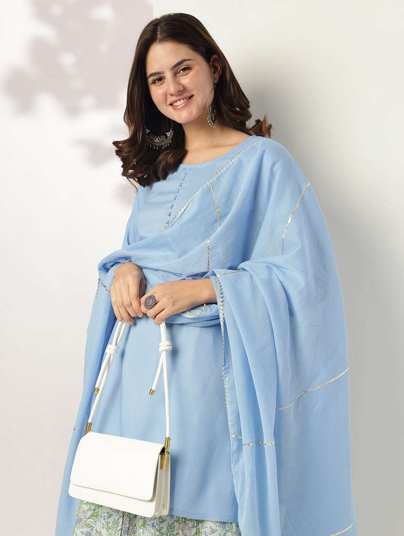 women three quarter sleeve kurta sharara with dupatta set - 21926823 - Standard Image - 5