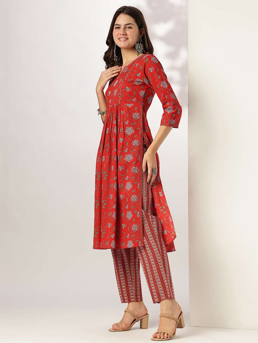 women three quarter sleeve kurta pant set - 21926826 -  Standard Image - 3