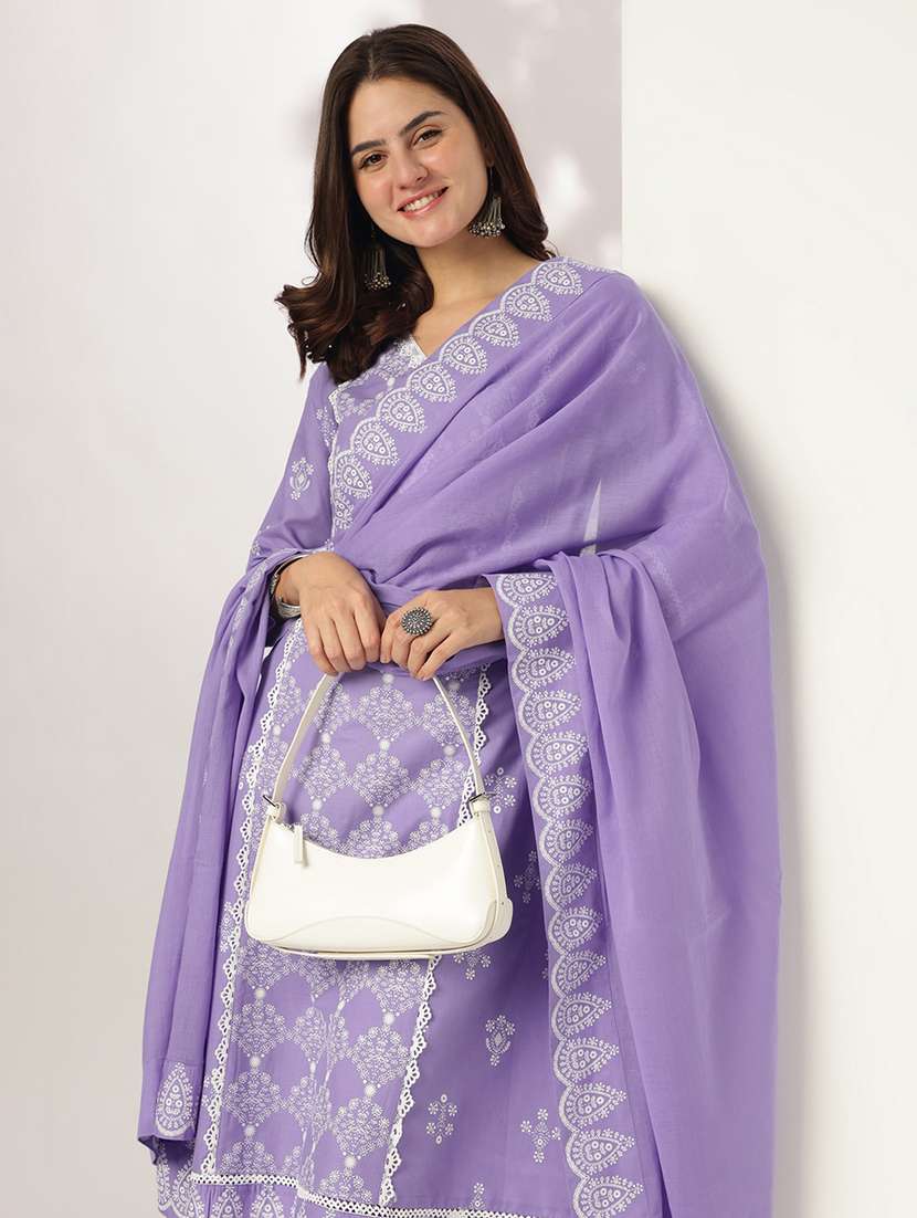 women three quarter sleeve kurta pant with dupatta set - 21926828 - Standard Image - 5